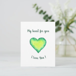 Cartão RSVP Eu Te Amo Coração Verde e Azul de Aniversário