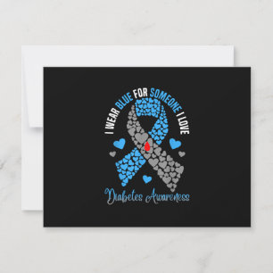 Cartão RSVP Eu Visto Azul Para Alguém Que Eu Amo Diabetes Tipo