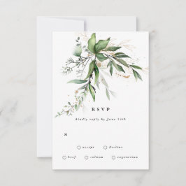 Cartão RSVP Eucalipto Botânico Leafy Modern Greenery Moss