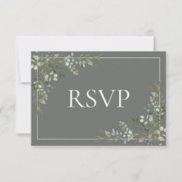 Cartão RSVP Eucalyptus Botanical Sage Green Script Weding RSV