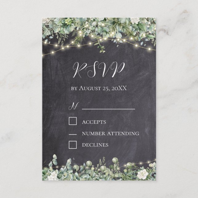 Cartão RSVP Eucalyptus Greenery | Botânica rustica (Frente)