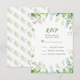 Cartão RSVP Eucalyptus Greenery deixa detalhes de casamento