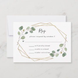 Cartão RSVP Eucalyptus Greenery Simples | Casamento Geométrico