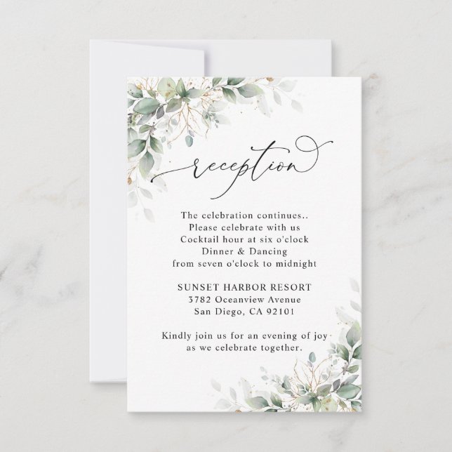 Cartão RSVP Eucalyptus Wedding Reception Enclosure Cards (Frente)