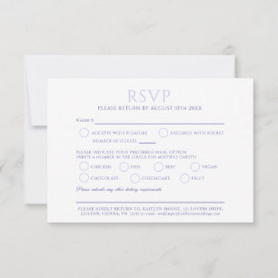 Cartão RSVP Evento de casamento da opção de refeição de tu