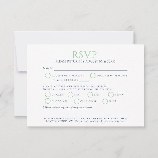 Cartão RSVP Evento de casamento da opção de refeição de tulipa (Verso)