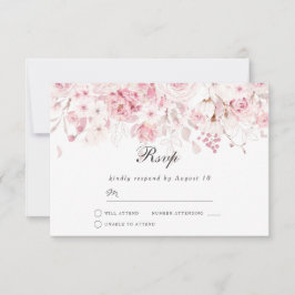 Cartão RSVP Evento de Casamento de Cor da Água Floral Rosa-Esb