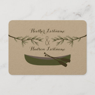 Cartão RSVP Evergreen Branches + Canoe Wedding R R.S.V.P.