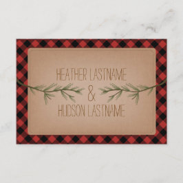 Cartão RSVP Evergreen Branches Xadrez Casamento R.S.V.P.