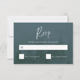 Cartão RSVP Evergreens no Teal Negro da Floresta Foggy