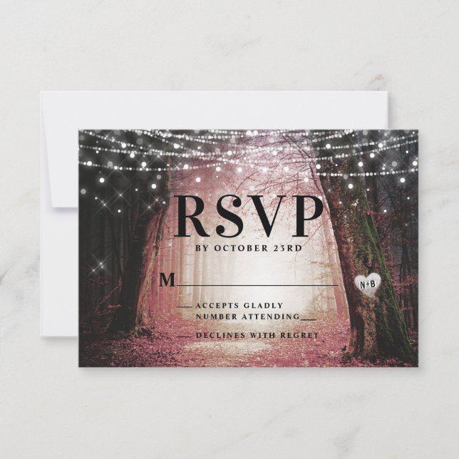 Cartão RSVP Evermore | Floresta de Fada Encantada | Casamento  (Frente)