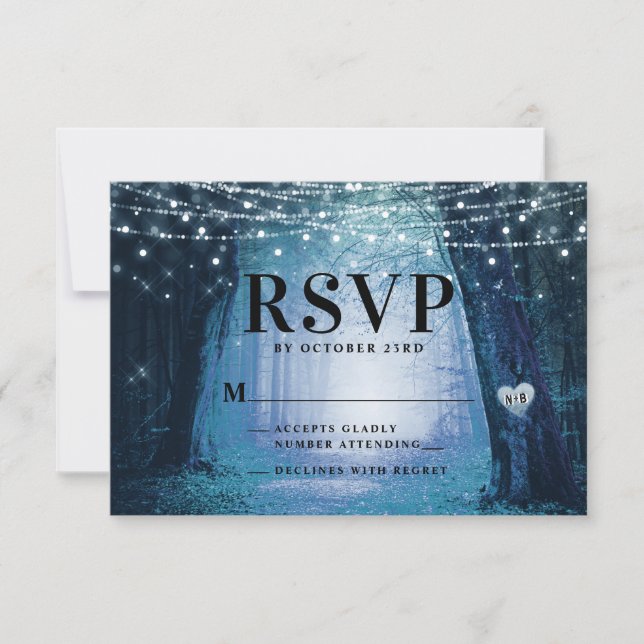 Cartão RSVP Evermore | Floresta de Fada Encantada | Casamento  (Frente)