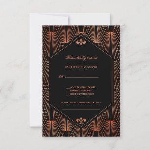 Cartão RSVP Excelente Gatsby Copper Art Deco Song Request Wedd