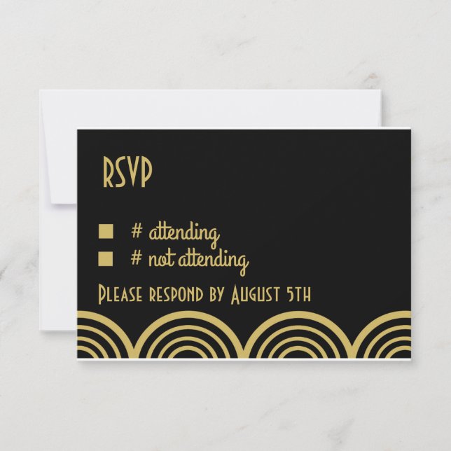 Cartão RSVP Excelente Gatsby Themed Wedding Reply Card (Frente)