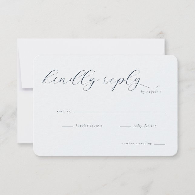 Cartão RSVP Exquisite Blue Calligraphy Template (Frente)