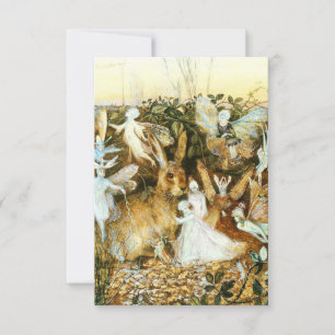 Cartão RSVP Fadas e Coelho