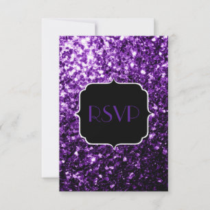 Cartão RSVP Faíscas brilhantes brilhantes de roxo escuro Brilh