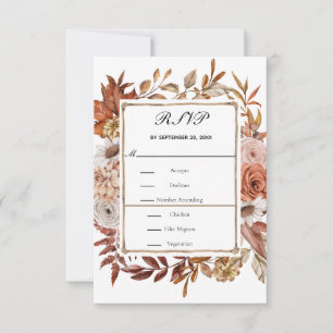 Cartão RSVP Fall Autumn Deixa Casamento Formal Formal Elegante