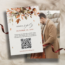 Cartão RSVP Fall Autumn Deixa País Russo Casamento Código QR