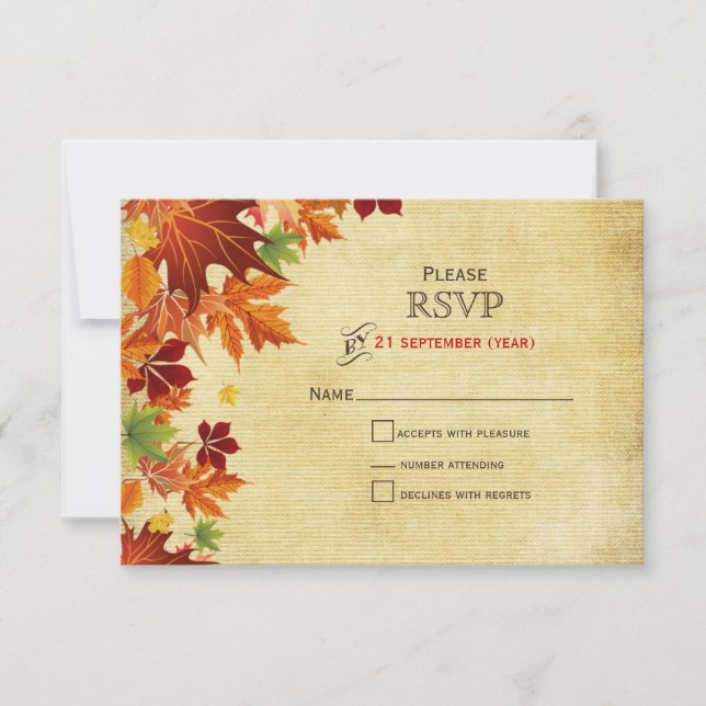 Cartão RSVP Fall Deixa Casamento Russo (Frente)