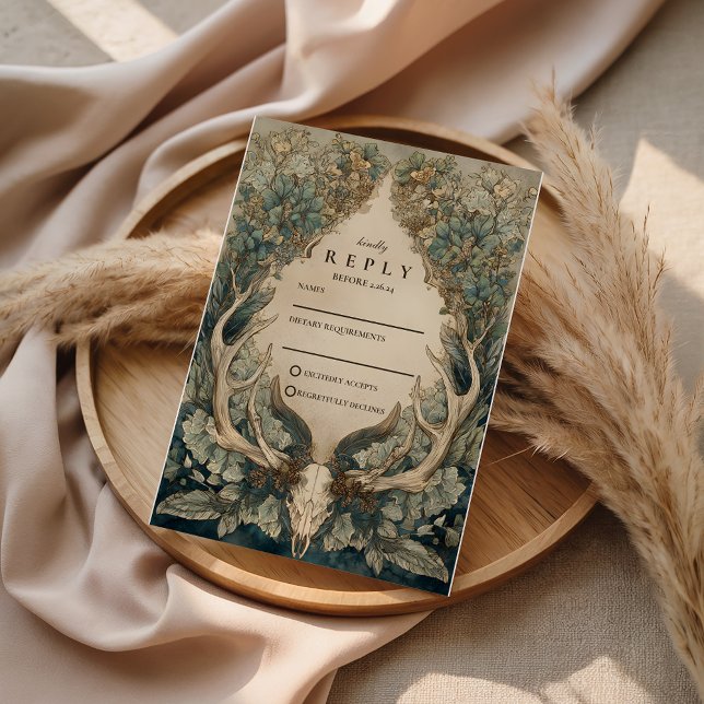 Cartão RSVP Fall Harvest Woodland Wedding (Criador carregado)