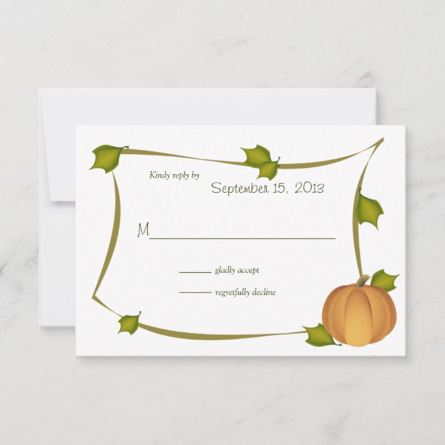 Cartão RSVP Fall Pumpkin Harvest Response Card (Frente)