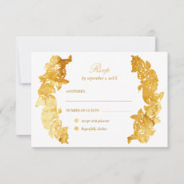 Cartão RSVP Falso Selênio Barroco Crista Casamento