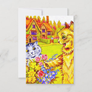 Cartão RSVP Família Cat no Jardim