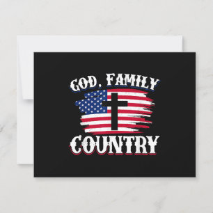 Cartão RSVP Família Deus País Americano Bandeira Cross Christi