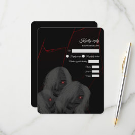 Cartão RSVP Fantasmas de Olhos Vermelhos, Vermelho Gótico, Pre