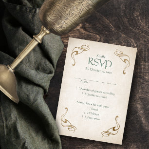 Cartão RSVP Fantasy Medieval Celtic Wedding