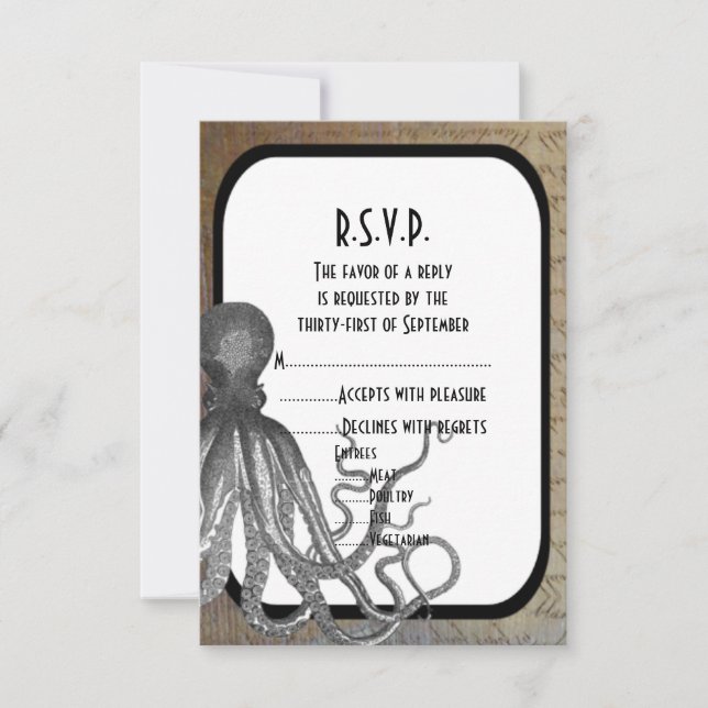 Cartão RSVP Fantasy steampunk moderno casamento R.S.V.P. (Frente)