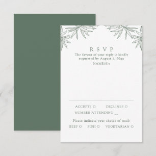 Cartão RSVP Farinha Botânica Mínima Verde Florestal