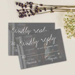 Cartão RSVP Faux Vellum Efeito Dois Casamento Elegante Fotográ