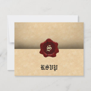 Cartão RSVP Faux Wax Seal e Gótico de Vintage