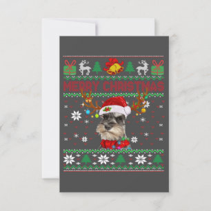 Cartão RSVP Feliz Natal Cachorro Feio Schnauzer Santa Hat