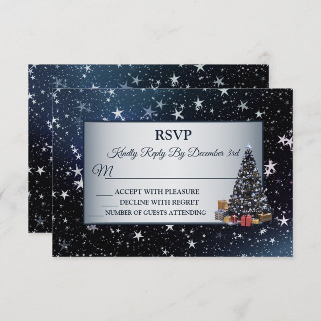 Cartão RSVP Feriados de Estrelas Marinhos Azuis Brilhantes da  (Frente/Verso)