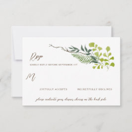 Cartão RSVP Fern Pepper Tree Deixa Casamento De Jardim
