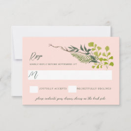 Cartão RSVP Fern Pepper Tree Deixa O Jardim Rosa