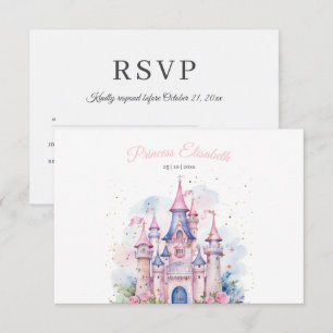 Cartão RSVP Festa de Aniversário da Princesa Conto de Fadas Ca