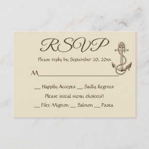 Cartão RSVP Festa de casamento castanha da Anchor do Navio Náu