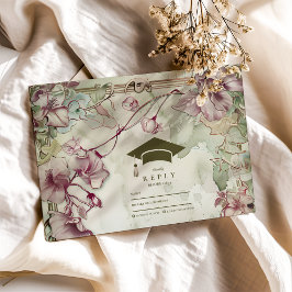 Cartão RSVP Festa de formatura Colorida de Flor Selvagem