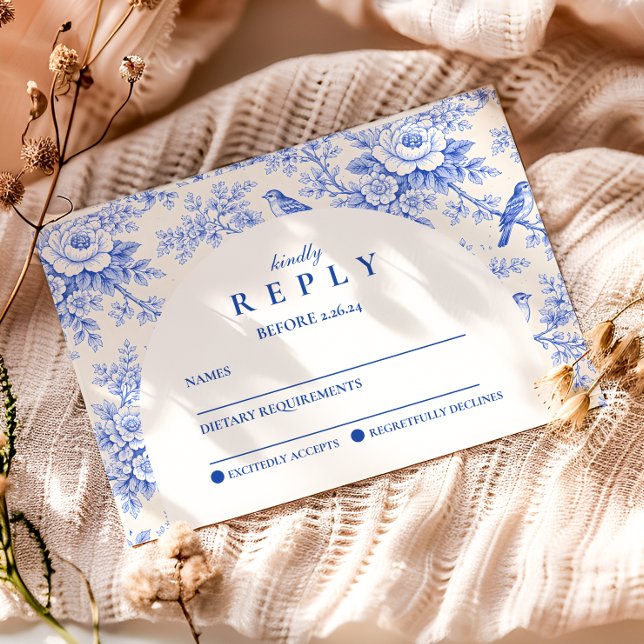 Cartão RSVP Festa de Formatura com Floral Azul Elegante (Criador carregado)