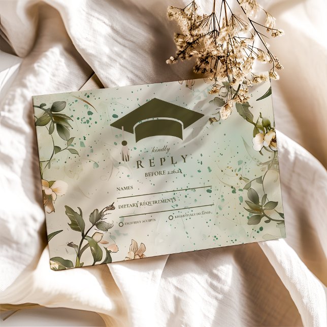 Cartão RSVP Festa de formatura de Sangue de Flores Selvagens (Criador carregado)