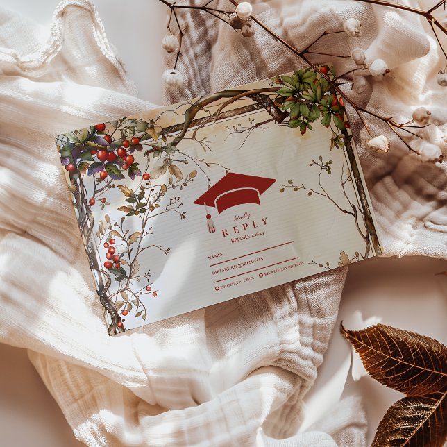 Cartão RSVP Festa de formatura Russo de Flores Selvagens (Criador carregado)