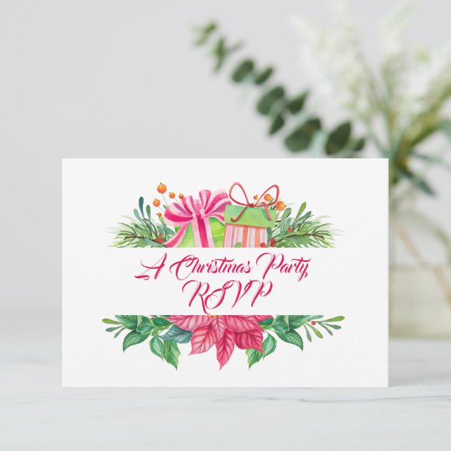 Cartão RSVP Festa de Natal de Eleição de Natal (Em pé/Frente)