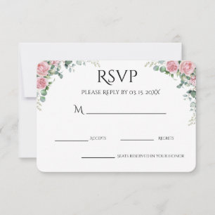 Cartão RSVP Festa de Noivado Floral com Aquarela Rosa