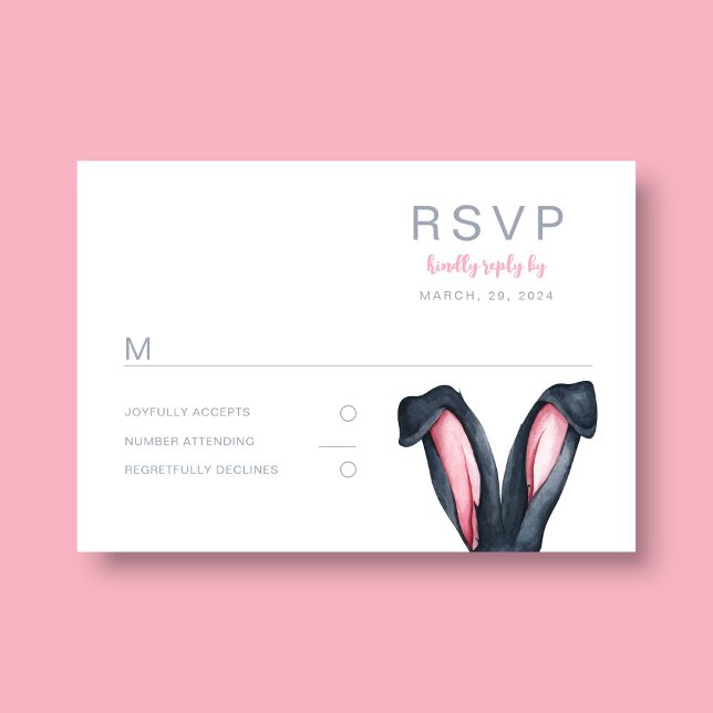 Cartão RSVP Festa de Páscoa Orelhas de Coelho Fofas (Cute Bunny Ears Easter Party RSVP Card)