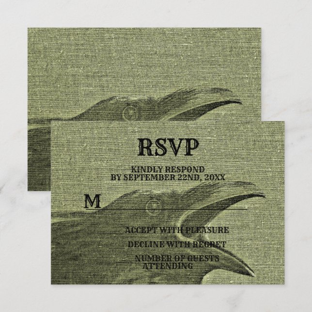 Cartão RSVP Festa do Dia das Bruxas Assustadora Craw Amarelo V (Frente/Verso)