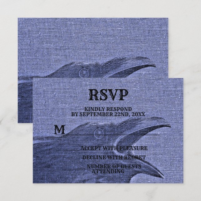 Cartão RSVP Festa do Dia das Bruxas Assustadora Púrpura Azul A (Frente/Verso)